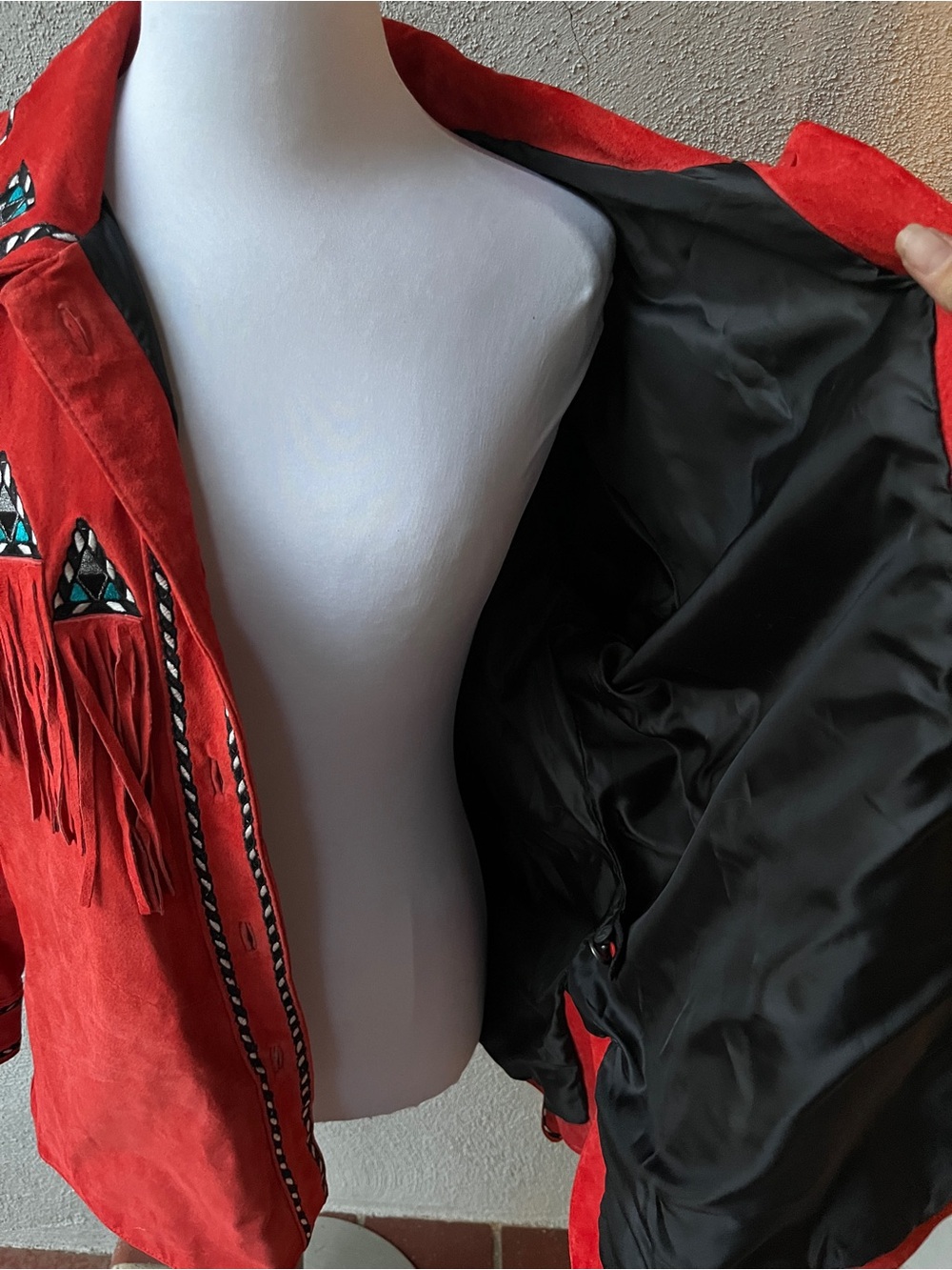 VTG 90s Bob Mackie Wearable Art Orange Suede Fringe Southwestern Jacket XL - Picture 15 of 16